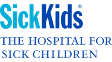 SickKids Logo. SickKids in light and dark blue. The words The Hosptial for Sick Children underneath.